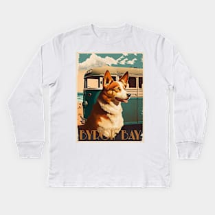 Byron Bay Dog Vintage Travel Art Poster Kids Long Sleeve T-Shirt